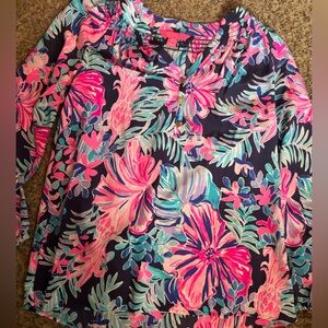 Lilly Pulitzer Pink and Blue Floral Blouse